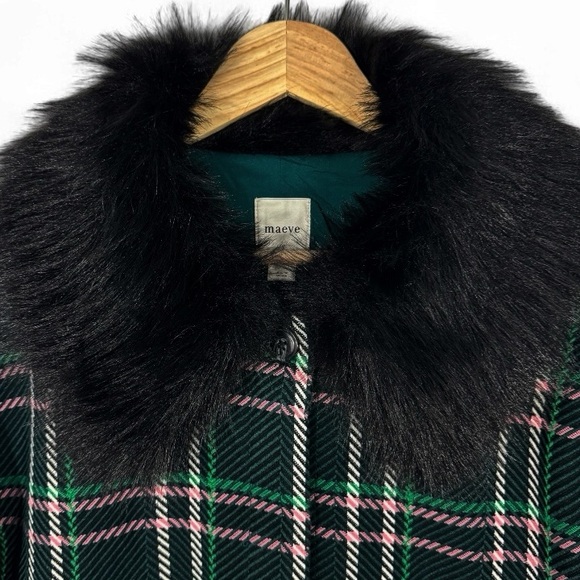 Anthropologie Maeve Plaid Crop Faux-Fur
Collar Coat Medium NWT - Picture 7 of 12